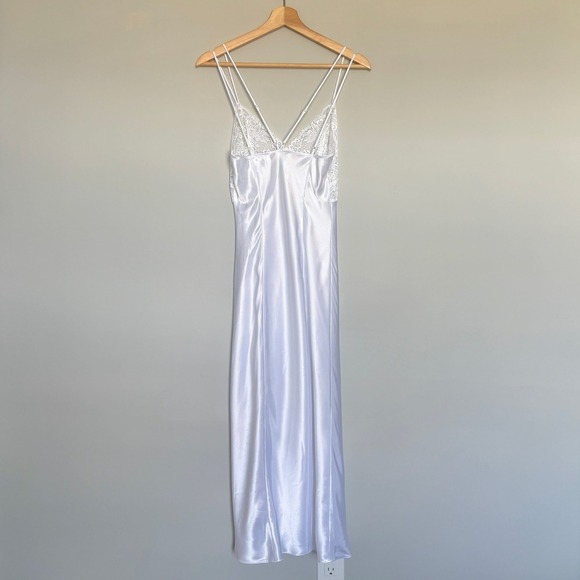 Vintage Victoria's Secret Coquette Maxi Slip Robe Set White Lace Lingerie 2pc XS - Picture 9 of 16